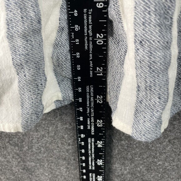 Lucky Brand Blouse Women's Medium Gray Cream Striped Peplum Long Sleeve - Picture 6 of 9